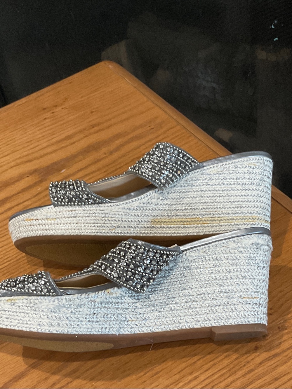 Alex Marie Silver Rhinestone Slide Mules - Picture 2 of 4